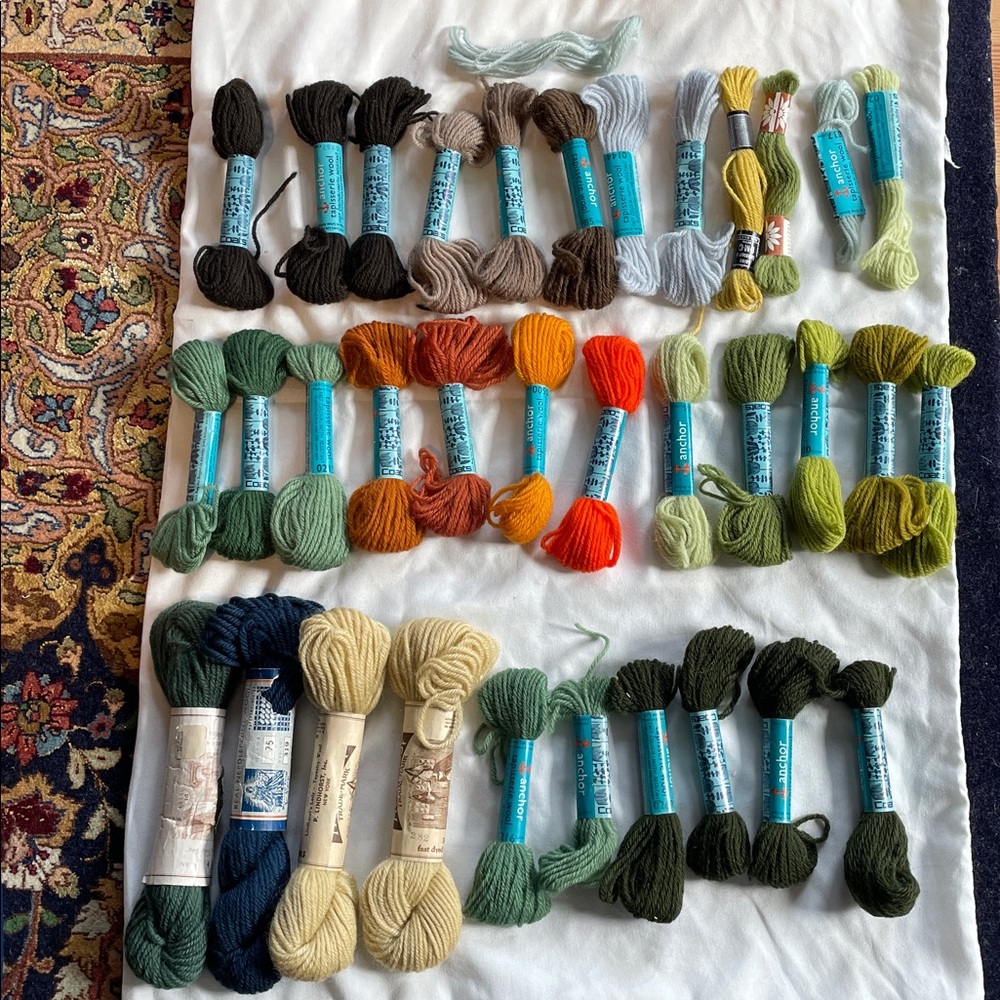 32 new skeins wool tapestry yarn